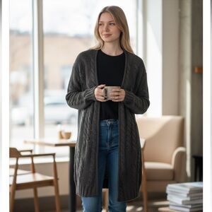 Will’s Vegan Store Made in Italy Cotton Cable Knit Cardigan Sweater Size S